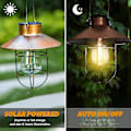 Pikkukuva 2 / 4: Riippuva Solarlyhty Koukulla, Vintage Led Solarvalo Lämminvalkoisella, Teräskori