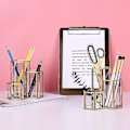 Miniatyrbillede 4 af 4: Glas Kobber Hexagon Penholder Makeup Pensel Æske Kontor