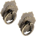 Miniatyrbilde 1 av 3: Drop Ring Knobs Antikk Bronse Tone Ringtrekk Blomsterform Kommode Skuffe Skaptrekk - 2 stk