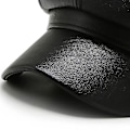 Miniatyrbillede 5 af 5: Dame Pige Pu Spids Beret Hat Solid Ottekantet Hat Pu Læder Hatte Mode. (sort)(1stk)