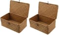2 st sjögräsflätad förvaringslåda halmmaterial förvaringskorg med lock 26x16x10cm