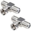 Miniatyrbild 1 av 5: Koaxialkabeldelare, TV-delare 2 in 1 ut 2-pack F-typ RG6 hane till 2 F-hona 3-vägs kabeldelare Koax T-kontakt Adapter för video VCR antenn