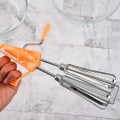 Miniatyrbillede 3 af 5: Håndmixer i rustfrit stål, manuel roterende æggepisker, mælkepisker, mælkeskummer, blender, køkkenredskab