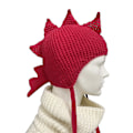 Miniatyrbilde 1 av 5: Dinosaur Beanie Morsom Hatt Dinosaur Øreklaffhatt Strikket Dinosaurhatt Mohawk Hatt Red