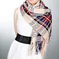 Miniatyrbilde 3 av 5: Oversized Tartan-sjal, Rutete Teppe, Plaid Wrap