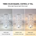 Miniatyrbilde 2 av 2: LED Krystall Bordlampe Diamant Rose Nattelys Berøring