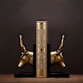Miniatyrbillede 3 af 5: Bogstøtter Et Par Guld Tyrehoved Harpiks Kunst Bogstøtte Figurer Statuer