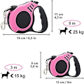Miniatyrbilde 2 av 5: Inntrekkbar Hundeleie - For Mellomstore Og Store Hunder - Sklisikker Håndtak Med Bremse Og Låseknapp - Hundeleie (3m, Blå) pink