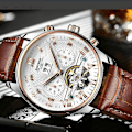 Miniatyrbillede 5 af 5: Vandafvisende Herre Business Ur Tourbillon Automatisk Mekanisk
