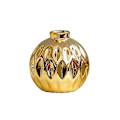 Miniatyrbilde 1 av 4: Keramisk liten vase, liten blomst, preget fiskelæppemønster, håndverk, hjemmedekorasjon (gull)
