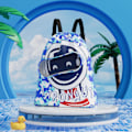 Miniatyrbild 5 av 5: Vattentät barn dragsko simväska med torr våt separation - Liten Ocean Blue Spaceman Design