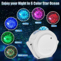 Miniatyrbillede 4 af 5: 6 farver Ocean Waving Light Stary Sky Projektor Led Nebula Cloud Natlys 360 graders rotation Natlyslampe til børn（Hvid）