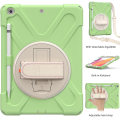 Miniatyrbild 2 av 5: Nytt handrem-designfodral för iPad 10,2 tum med axelrem, justerbart stativ, pennhållare, fallskyddsskydd（Matcha Green）