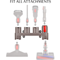 Miniatyrbilde 3 av 4: 25x8x10cm veggmontert tilbehørsstativ for Dyson V15 V12 V11 V10 V8 V7 støvsuger (10 oppbevaringsplasser, 2-pakning)