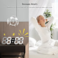 Miniatyrbillede 4 af 5: 3D LED Digital Væg Ur - Stor Lysende Alarm Ur - Lydløs Snooze Funktion - Justerbar Lysstyrke - 12/24 Timers Dato/Temperatur Display - Kontor Køkken