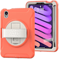 Miniatyrbillede 3 af 5: Nyt Etui Til Ipad Mini6 8.3 Tommer Med Roterende Stativ, Penneholder（Korallorange）