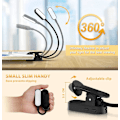 Miniatyrbilde 2 av 2: 360 Fleksibel Halslampe Klemme For Seng, Bok, Nattlys Og Sengelampe