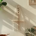 Boho vägg hylla, handvävd blomkruka stativ, väggdekoration med tofsar, väggmontering för sovrum, balkong