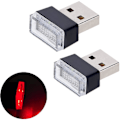 Miniatyrbillede 1 af 5: 2 stk. Røde Universal Mini USB LED Bil Indvendige Stemningslys til Bil Bagagerum Stemningslys, Rød