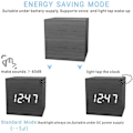 Miniatyrbillede 2 af 3: 1 stk. Digitalt vækkeur i træ - USB-batteridrevet bordur - terningformet ur (sort)