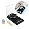 Miniatyrbillede 2 af 4: Vægt med kalibreringsvægte, pincet, vejeskåle, LCD-display, 50 g