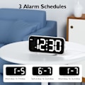 Miniatyrbild 4 av 5: USB-driven dimbar digital väckarklocka med snooze-funktion och 2 USB-laddningsportar (vit)
