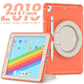 Miniatyrbillede 4 af 5: Nyt Etui Til Ipad 9.7 Tommer Med Roterende Stativ, Stødsikkert, Kamerabeskyttelse（Korallorange）