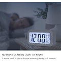Miniatyrbild 5 av 5: Digital väckarklocka, LED-väckarklocka med temperatur, snooze-funktion, 12/24H-konvertering, kalender, för sovrum, kontor, kök (batteridriven)