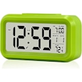 Miniatyrbild 1 av 5: Digital väckarklocka, batteridriven, med smart nattlampa, datum, rumstemperatur, LCD-elektronisk klocka för sovrum, hem, kontor, vardagsrum - rosa