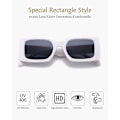 Miniatyrbillede 2 af 3: Rektangulære solbriller til kvinder Retro Chunky Fashion Square Frame Eyewear(hvid)