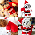Miniatyrbild 5 av 5: Jultomte hund och katt kostym, jul husdjurskläder, jul husdjurskläder med tomteluva（S）