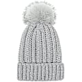 Miniatyrbillede 2 af 5: Strikket hue til kvinder med satinfor og pompon - Vintervarmerhue - Bubble Hat