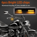 Miniatyrbild 3 av 5: 2 st svarta krom LED-blinkers för motorcykel, sekventiella 12 V, universal, godkända, miniblinkers i aluminium, bärnstensfärgat ljus, vattentäta