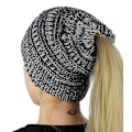 Miniatyrbillede 4 af 5: Ponytail Messy Bun Hale Kvinde Solid Ribbet Hat Cap, Kvinde Mode Hatte
