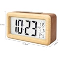 Miniatyrbillede 2 af 4: Batteridrevet LED-vækkeur i træ, smart sensor nattelys, med snooze, dato, temperatur, 12/24 timer omskiftelig, (træ)