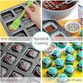 Miniatyrbillede 2 af 5: 1 sæt 12 kvadratiske hulrum mini kage non-stick bage kulstofstål bageform kage brødform 3x4 individuel skæremaskine pladebakke