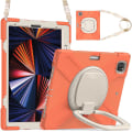 Miniatyrbilde 1 av 5: Nytt deksel for iPad Pro 12,9 tommer 2021 med skulderstropp, roterende stativ, pennholder (koralloransje)