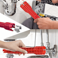 Miniatyrbild 5 av 5: Multifunktionell vattenrörsskruvnyckel handfat VVS-verktygsskruvnyckelklämma kran handfatsskruvnyckel 8 i 1 multifunktionell toalett VVS-verktyg handfat