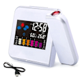 Miniatyrbild 1 av 5: Digital Projektionsväckarklocka med temperaturhygrometer Tid Datum LCD-display Klocka - med USB-kabel Vit