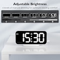 Miniatyrbild 3 av 5: USB-driven dimbar digital väckarklocka med snooze-funktion och 2 USB-laddningsportar (vit)