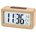 Miniatyrbild 1 av 5: Trädigital väckarklocka, LED väckarklocka utan tickande digital klocka med datumvisning, temperatur, snooze-funktion, batteridriven digital klocka3