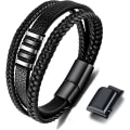 Miniatyrbillede 1 af 5: Sort læderarmbånd til mænd - Herregave 23cm
