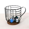 Miniatyrbild 1 av 5: Kaffe filterhållare med lock, förvaring av kaffefilter, rund träbehållare för kaffefilter (svart)