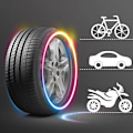 Miniatyrbillede 3 af 5: 4 stk. Bilhjul LED-lys Motorcykel Cykellys Dækventilhætte Dekorativ Lygte Dækventilhætte Flash Eger Neonlampe