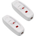 Miniatyrbilde 1 av 4: 2-pak Ac 250v 10a Inline På/av Vippebryter Skrivebordslampe Kabelbryter Med Hvit Led-indikator