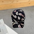 Miniatyrbillede 4 af 5: Baseball kasket Casual folde bred skygge Anti-fade justerbar solbeskyttelse åndbar mode fjer print udendørs hat til shopping
