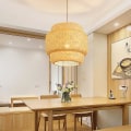 Miniatyrbillede 4 af 5: Lysekrone loft japansk håndvævet bambuslampe retro hængende cafe lampe soveværelse spisestue lysekrone april 4.29（30com，primær farve）