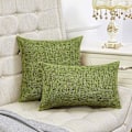 Miniatyrbilde 2 av 5: Set med 2 høstgrønne pynteputer i rustikt lin, 12x20 tommer, til sofa