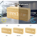 Miniatyrbild 3 av 5: Träklocka Kreativ Digital Träklocka Elegant Multifunktionell LED Väckarklocka med USB-strömförsörjning Röststyrning - Bambuträ