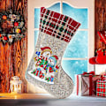 Miniatyrbild 3 av 5: Julklappstrumpor, Diy Diamantmålning Julstrumpa, Diamant Juldekorationstrumpor Målning, Godis Leksaker Presentpåse, Festivalprydnader (snögubbe)